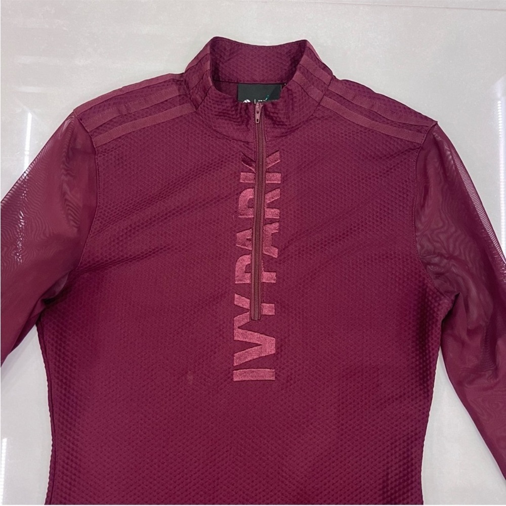 Adidas × IVY PARK Long Sleeve Front Zip Bodycon Asymmetric Mini Dress Maroon S - Picture 9 of 12